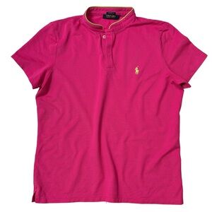 {Ralph Lauren Polo Golf} "Tailored Fit" Pink Short Sleeve Mandarin Collar Top
